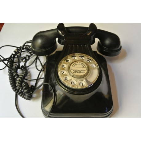 TELÉFONO ANTIGUO BAQUELITA DE PARED EN NEGRO, VINTAGE