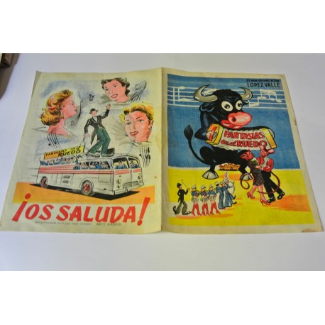 PROGRAMA-CARTEL DEL ESPECTÁCULO CÓMICO-TAURINO-MUSICAL FANTASÍAS EN LA PLAZA DE OSUNA DEL AÑO 1959